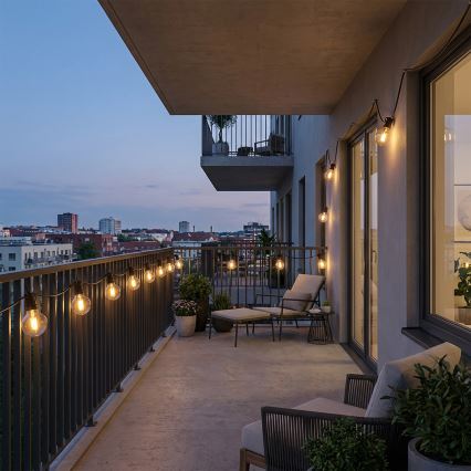 Brilagi - Ghirlandă decorativă LED pentru exterior GIRLANDA 10xE12/0,6W/230V 8m negru IP44 alb cald