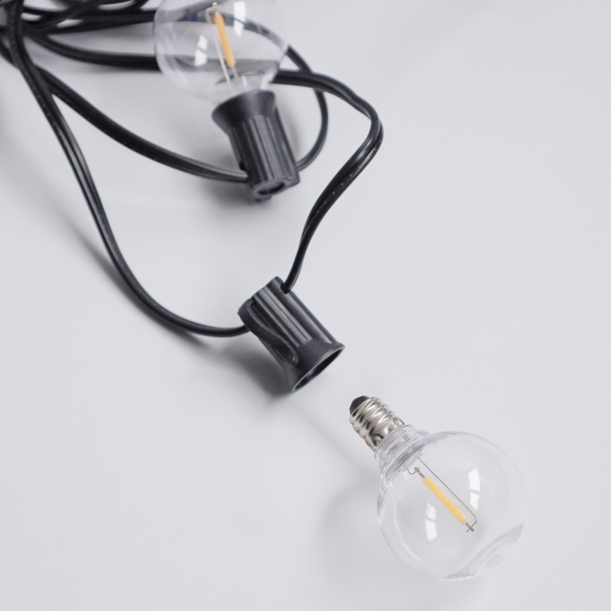 Brilagi - Ghirlandă decorativă LED pentru exterior GIRLANDA 10xE12/0,6W/230V 8m negru IP44 alb cald