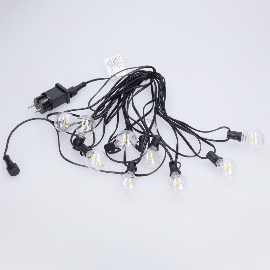 Brilagi - Ghirlandă decorativă LED pentru exterior GIRLANDA 10xE12/0,6W/230V 8m negru IP44 alb cald