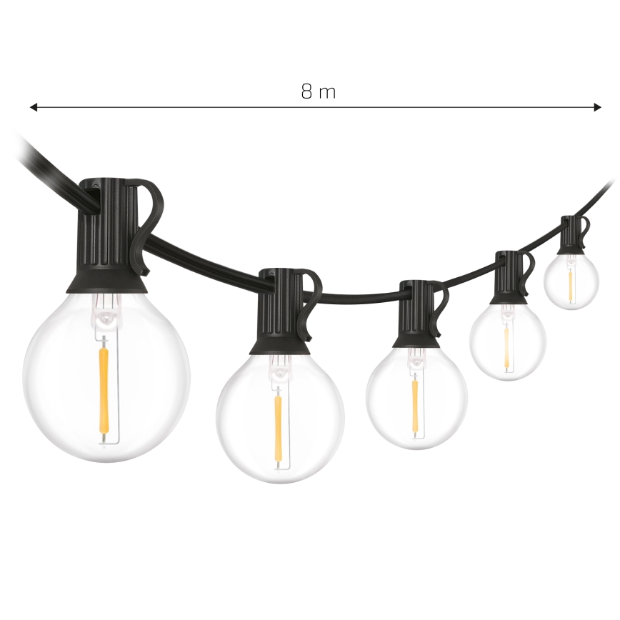 Brilagi - Ghirlandă decorativă LED pentru exterior GIRLANDA 10xE12/0,6W/230V 8m negru IP44 alb cald