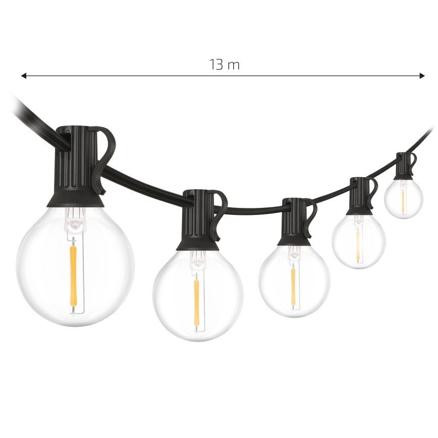 Brilagi - Ghirlandă LED pentru exterior GIRLANDA 18xE12/0,6W/230V 13m negru IP44 alb cald