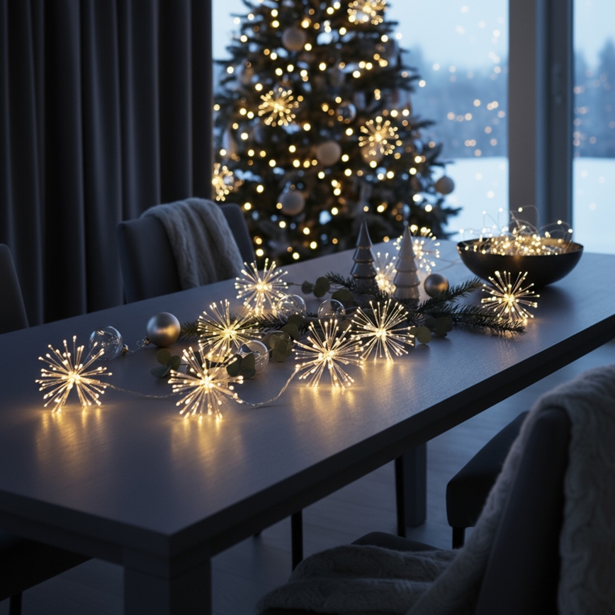 Brilagi - Ghirlandă LED exterior 5 m, 150 LED, IP44, alb cald, efect artificii