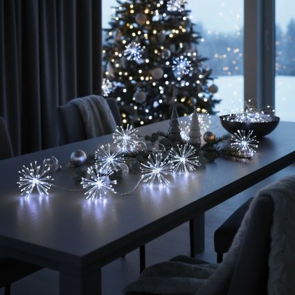 Brilagi - Ghirlandă LED pentru exterior, 150 LED, 5 m, IP44, alb rece, efect de artificii