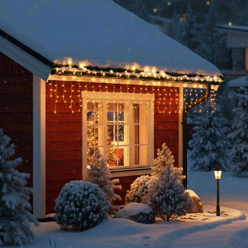 Brilagi - Ghirlandă LED pentru exterior, 400 LED, 8 funcții, 23 m, IP44, alb cald