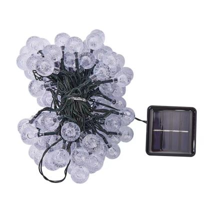 Brilagi - Ghirlandă solară decorativă BUBBLE, 100 LED, 8 funcții, 10 m, IP65, alb cald, 600 mAh