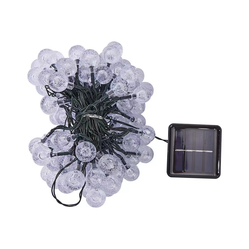 Brilagi - Ghirlandă solară decorativă BUBBLE, 100 LED, 8 funcții, 10 m, IP65, alb cald, 600 mAh