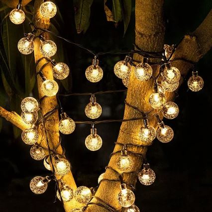 Brilagi - Ghirlandă solară LED decorativă BUBBLE 200xLED/8 moduri 20m IP65 alb cald 800 mAh