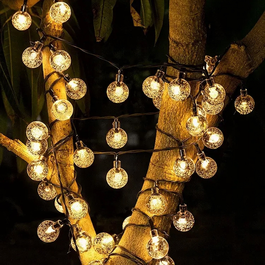 Brilagi - Ghirlandă solară decorativă LED BUBBLE, 300 LED / 8 funcții, 30 m, IP65, alb cald, 500 mAh