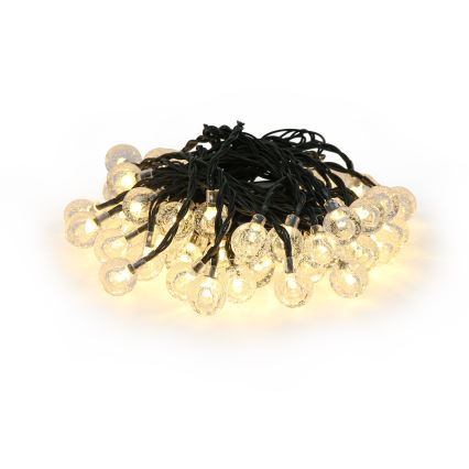 Brilagi - Ghirlandă solară decorativă BUBBLE, 50 LED, 8 funcții, 7 m, IP65, alb cald, 600 mAh