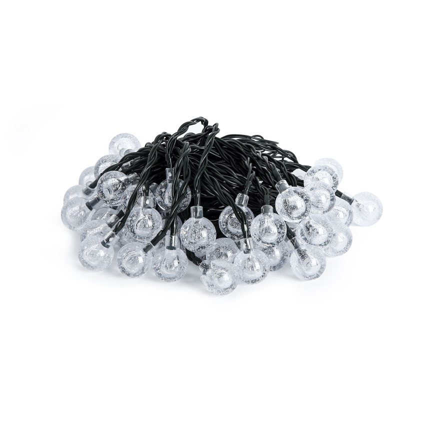 Brilagi - Ghirlandă solară decorativă BUBBLE, 50 LED, 8 funcții, 7 m, IP65, alb cald, 600 mAh