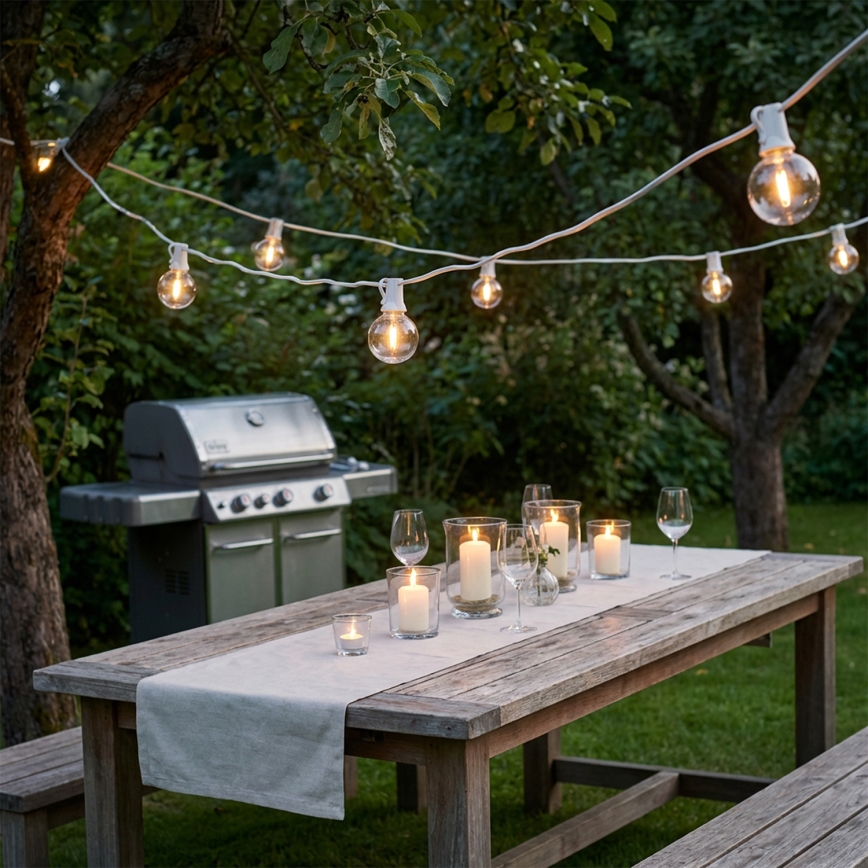 Brilagi - Ghirlandă LED decorativă de exterior GIRLANDA 25xE12/0,8W/230V 20m alb IP44 alb cald