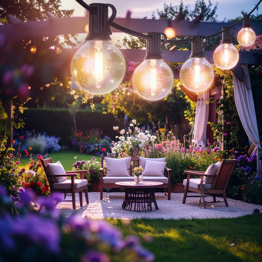 Brilagi - Ghirlandă LED decorativă de exterior GIRLANDA 10xE12/0,6W/230V 8m neagră IP44 alb cald