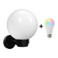 Brilagi - HARBOR Aplica de perete pentru exterior LED RGBW reglabilă 1xE27/9W/230V 2700-6500K IP33 negru/alb