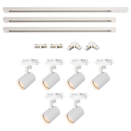 Brilagi HUSKY - Sistem de șină cu 6 spoturi GU10, 10 W, 230 V, alb