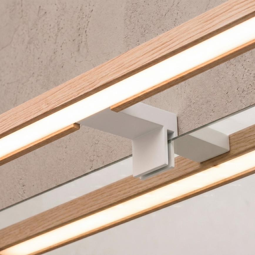 Brilagi - Iluminare LED pentru oglindă de baie 3 în 1 WOODY MIRROR LED/12W/230V 60 cm IP44 alb/stejar