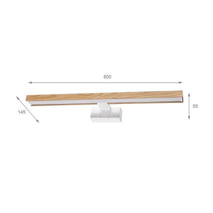 Brilagi - Iluminare LED pentru oglindă de baie 3 în 1 WOODY MIRROR LED/12W/230V 60 cm IP44 alb/stejar