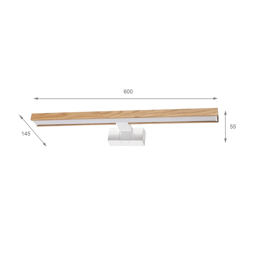 Brilagi - Iluminare LED pentru oglindă de baie 3 în 1 WOODY MIRROR LED/12W/230V 60 cm IP44 alb/stejar