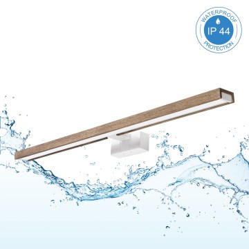 Brilagi - Iluminare LED 3-în-1 pentru oglindă de baie WOODY MIRROR LED/15W/230V 80 cm IP44 alb/stejar-nuc