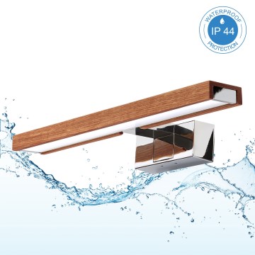 Brilagi - Iluminare LED 3-în-1 pentru oglindă de baie WOODY MIRROR LED/8W/230V 40 cm IP44 crom lucios/stejar cireș