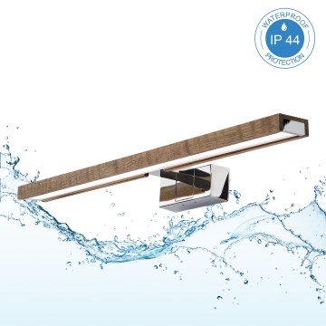 Brilagi - Iluminare LED pentru oglindă de baie 3 în 1 WOODY MIRROR LED/12W/230V 60 cm IP44 crom lucios/stejar nuc