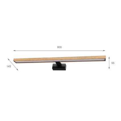 Brilagi - Iluminare LED pentru oglindă de baie 3 în 1 WOODY MIRROR LED/15W/230V 80 cm IP44 negru/stejar
