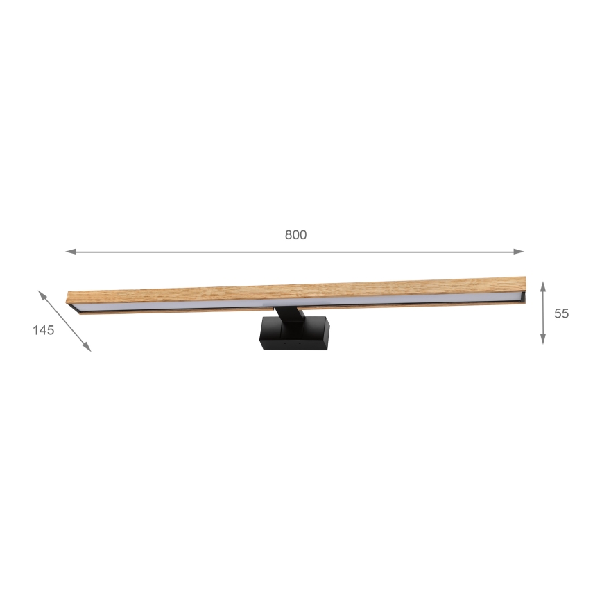 Brilagi - Iluminare LED pentru oglindă de baie 3 în 1 WOODY MIRROR LED/15W/230V 80 cm IP44 negru/stejar