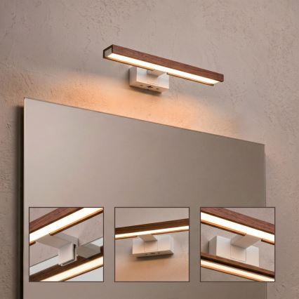 Brilagi - Iluminare LED pentru oglindă de baie 3 în 1 WOODY MIRROR LED/8W/230V 40 cm IP44 alb/stejar cireș