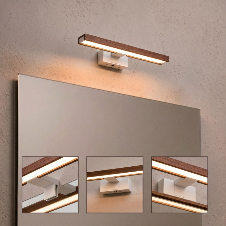 Brilagi - Iluminare LED pentru oglindă de baie 3 în 1 WOODY MIRROR LED/8W/230V 40 cm IP44 alb/stejar cireș