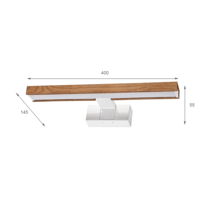 Brilagi - Iluminare LED pentru oglindă de baie 3 în 1 WOODY MIRROR LED/8W/230V 40 cm IP44 alb/stejar cireș