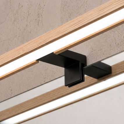 Brilagi - Iluminare LED pentru oglindă de baie 3 în 1 WOODY MIRROR LED/8W/230V IP44 negru/stejar