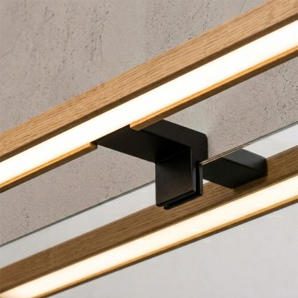 Brilagi - Iluminare LED 3 în 1 pentru oglindă de baie WOODY MIRROR LED/12W/230V 60 cm IP44 negru/stejar
