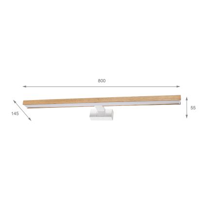 Brilagi - Iluminare LED pentru oglindă de baie 3 în 1 WOODY MIRROR LED/15W/230V 80 cm IP44 alb/stejar