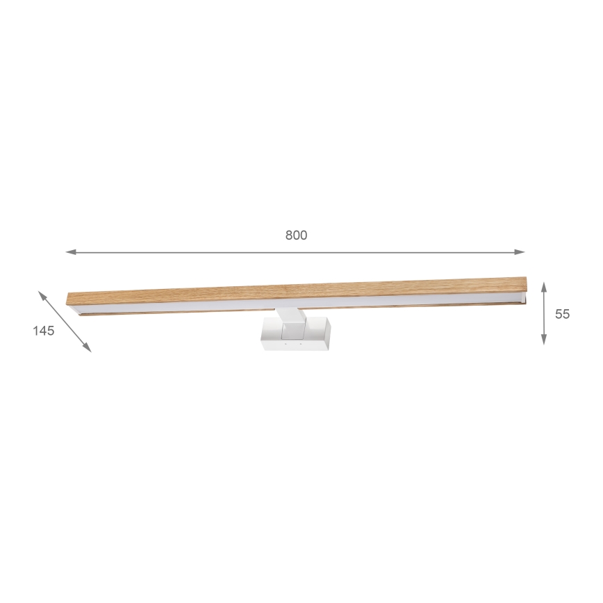 Brilagi - Iluminare LED pentru oglindă de baie 3 în 1 WOODY MIRROR LED/15W/230V 80 cm IP44 alb/stejar