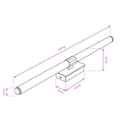 Brilagi - Aplică LED pentru oglindă de baie DIANA, 10 W, 230 V, 60 cm, IP44, negru