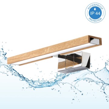Brilagi - Iluminare LED pentru oglindă de baie WOODY MIRROR 3 în 1 LED/8W/230V 40 cm IP44 crom lucios/stejar