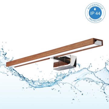 Brilagi - Iluminare LED pentru oglindă de baie WOODY MIRROR 3în1 LED/12W/230V 60 cm IP44 crom lucios/stejar-cireș