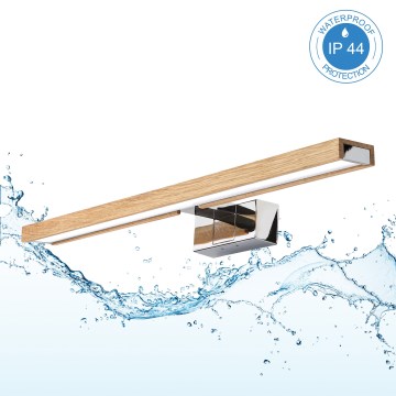 Brilagi - Iluminare LED pentru oglindă de baie WOODY MIRROR 3în1 LED/12W/230V 60 cm IP44 crom lucios/stejar