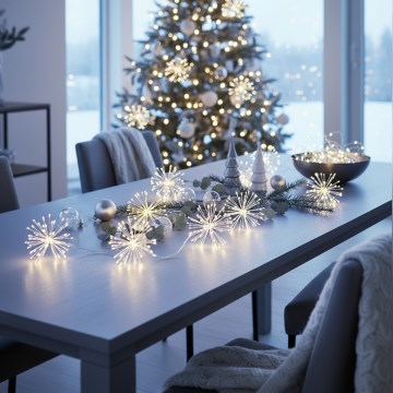 Brilagi - Instalație luminoasă LED de exterior pentru Crăciun, 150 LED, 5 m, IP44, alb rece, efect de artificii