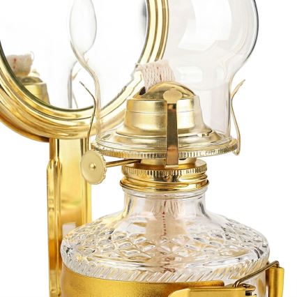 Brilagi - Lampă cu petrol cu oglindă MERLIN, auriu lucios