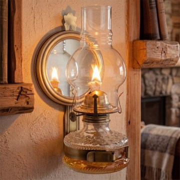 Brilagi - Lampă cu petrol cu oglindă MERLIN, auriu/patină