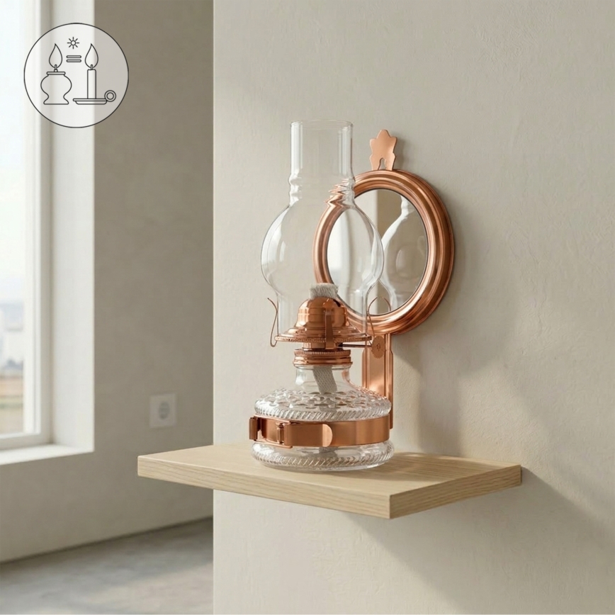 Brilagi - Lampă cu petrol MERLIN cu oglindă, bronz/patină