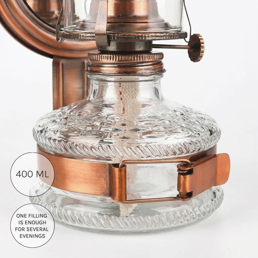 Brilagi - Lampă cu petrol MERLIN cu oglindă, bronz/patină