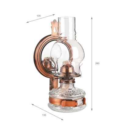 Brilagi - Lampă cu petrol MERLIN cu oglindă, bronz/patină