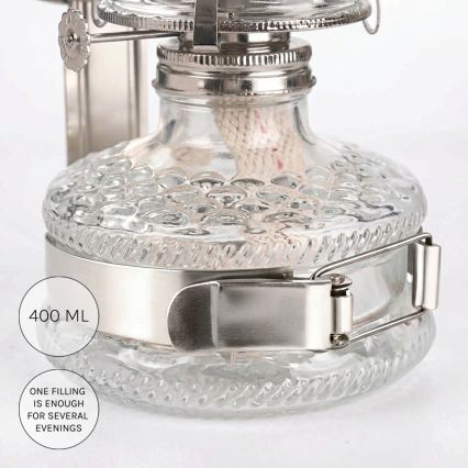 Brilagi - Lampă cu petrol MERLIN cu oglindă, crom lucios