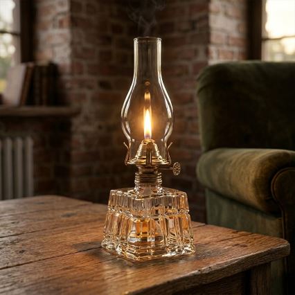 Brilagi - Lampă cu petrol MERLIN transparent/auriu/patină
