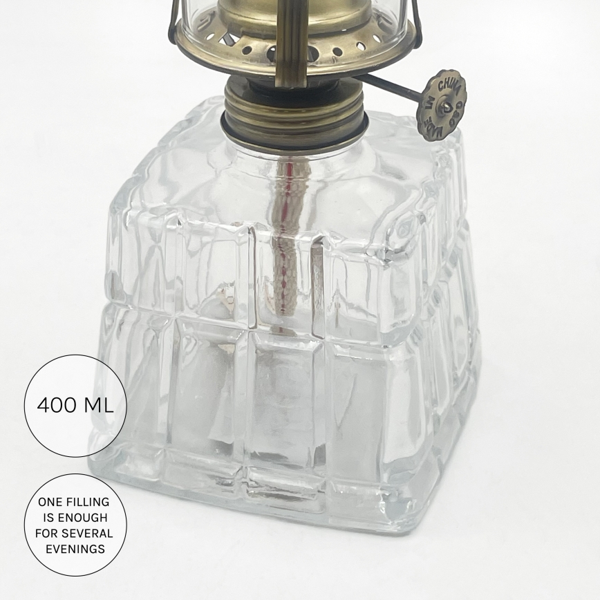 Brilagi - Lampă cu petrol MERLIN transparent/auriu/patină