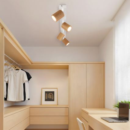 Brilagi - Lampă cu spoturi MODERN WOOD 4xGU10/8W/230V lemn/alb
