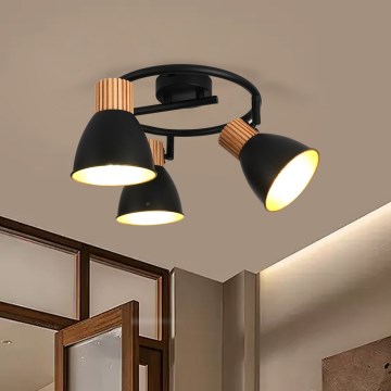 Brilagi - Lampă cu spoturi ODENSE 3xE14/10W/230V lemn/negru