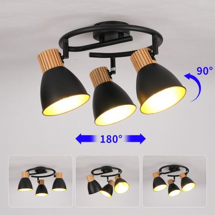 Brilagi - Lampă cu spoturi ODENSE 3xE14/10W/230V lemn/negru