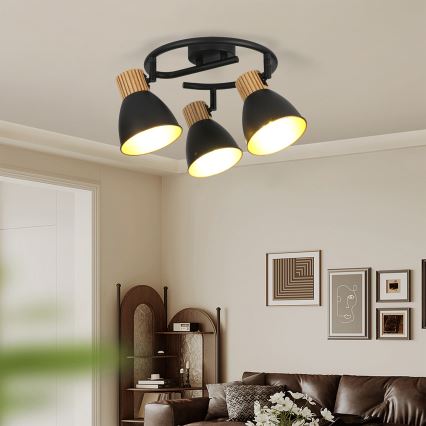Brilagi - Lampă cu spoturi ODENSE 3xE14/10W/230V lemn/negru